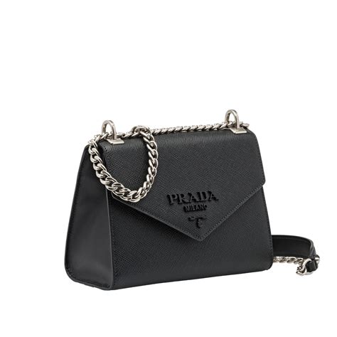 prada monochrome black|Black Prada Monochrome Saffiano And Leather Bag .